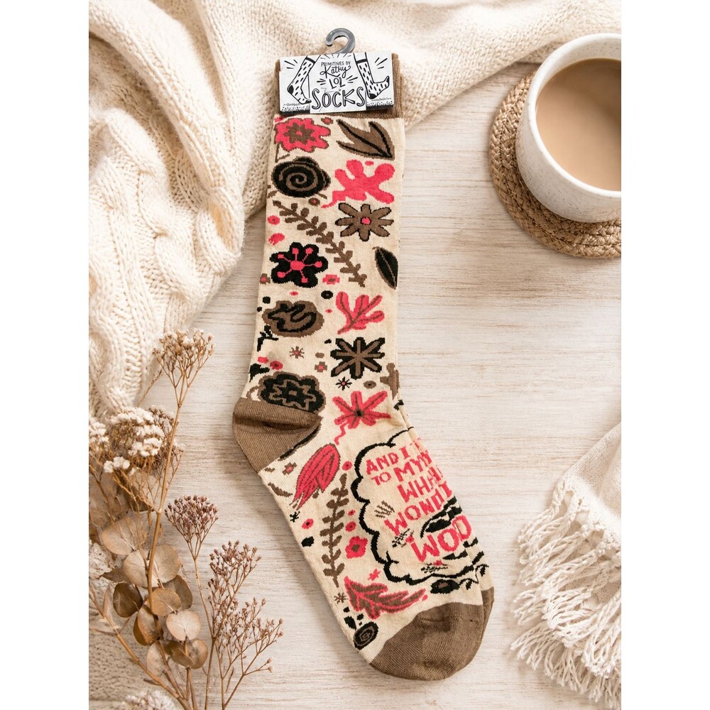 Primitives By Kathy Socks What A Wonderful World Floral Crew NWT OSFM Gift